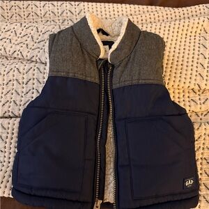 GAP Cream and Navy Sherpa Vest